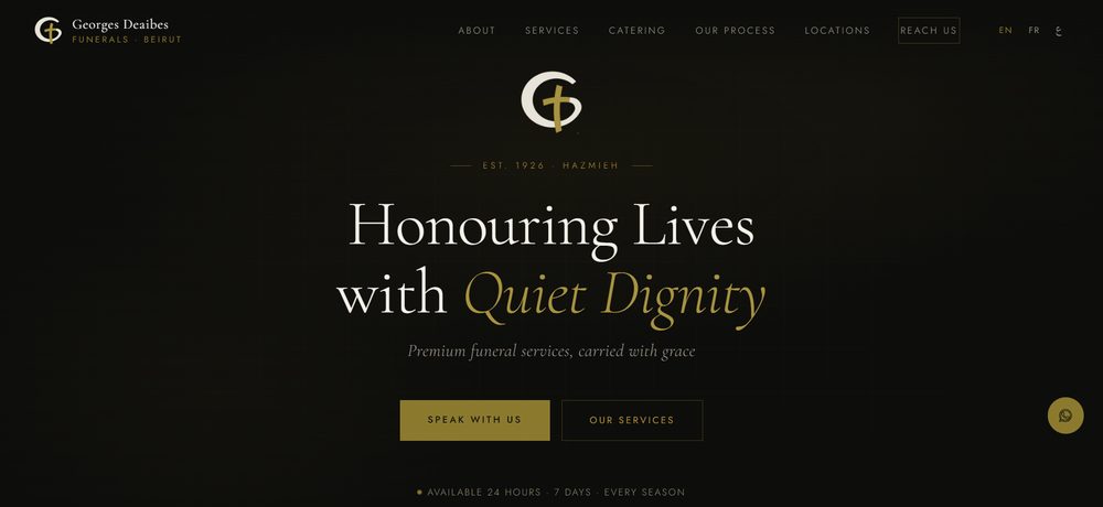Deaibes Funerals single-page website